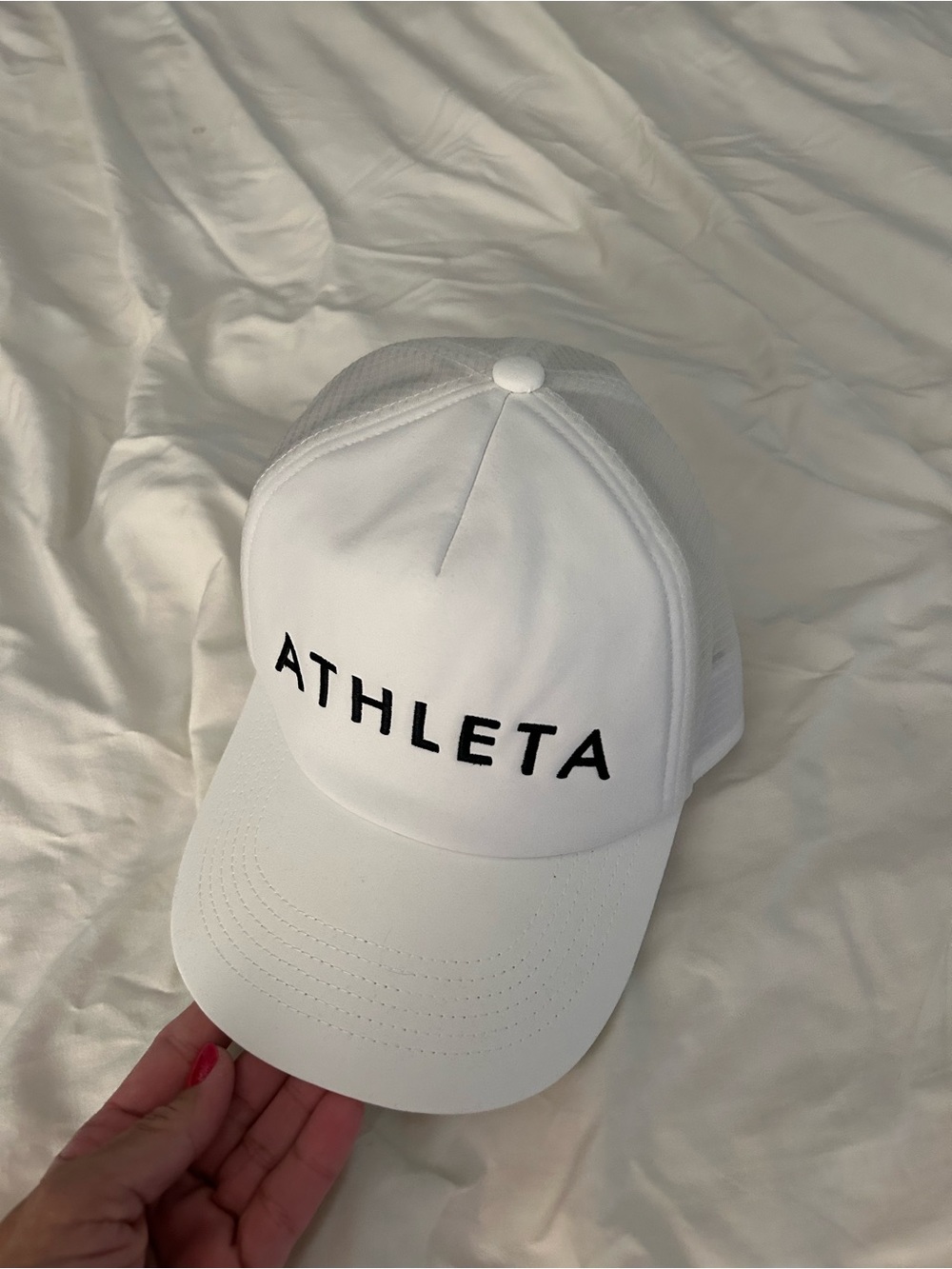 Athleta White Cap with Black Logo